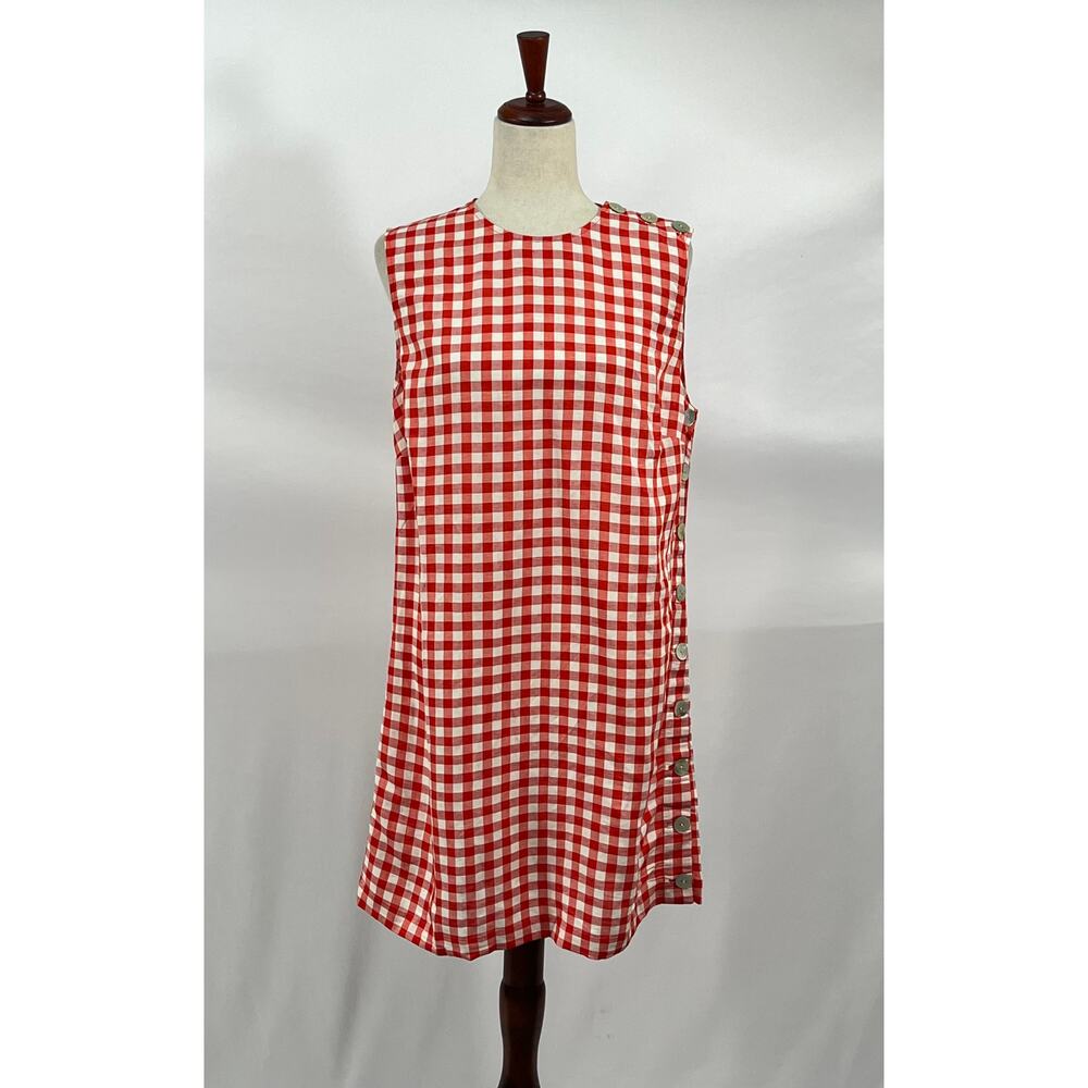 DOEN Sz 10 42 Coralie Dress Red Scarlet Marilyn Gingham Shift Cotton NWT - Picture 3 of 12